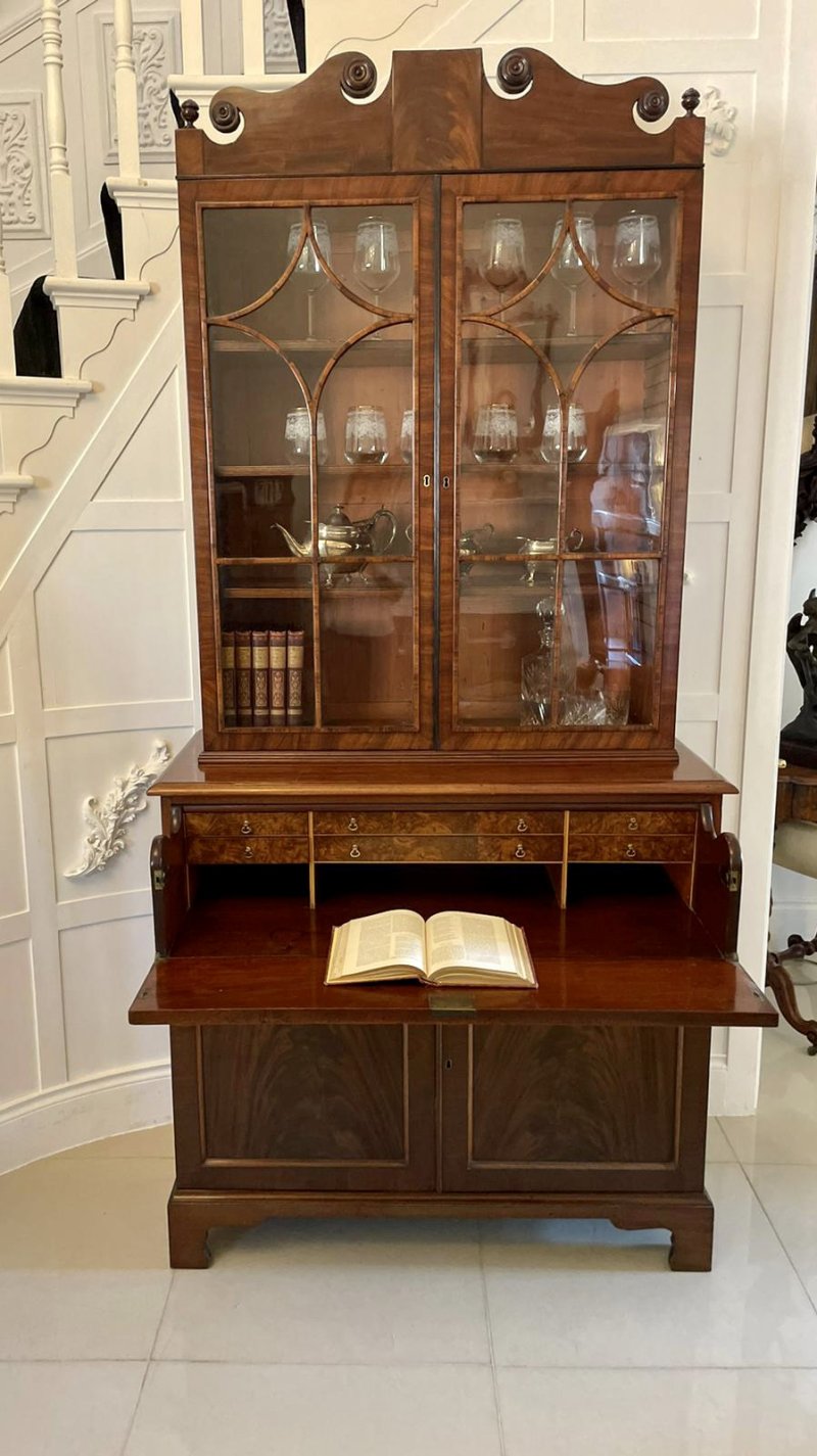 Outstanding Quality Antique Regency Mahogany Secretaire Bookcase - Image 14